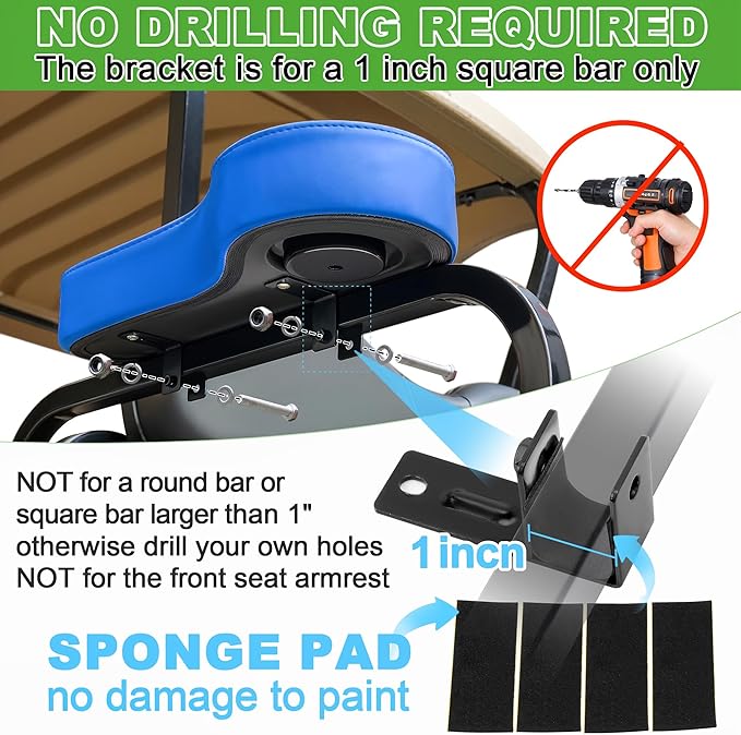 10L0L Golf Cart Rear Seat Kit Arm Rest Set with Cup Holder for Yamaha EZGO Club Car Golf Cart UV-Proof Coating Long Lasting, No Drilling Kits Include