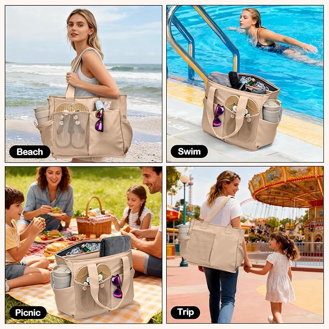 Odoland Soft Cooler Bag - Leakproof & Insulated, 2-in-1 Collapsible Design, Dry/Wet Separation, Large Soft Sided Cooler with Multi-Pocket Design for Beach, Picnic, Camping, Day Trip, Family Size
