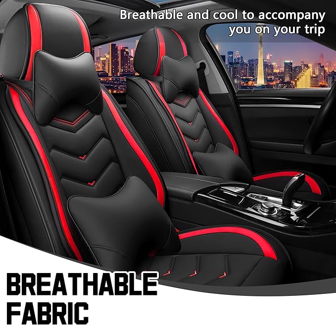 CTDS Car Seat Covers for Honda Civic 2000-2026, Stylish Sport Seat Cover, Premium Nappa Leather Car Seat Cover. Automobile Seat Covers Sets.(Luxury 2 Seats/Black Red)