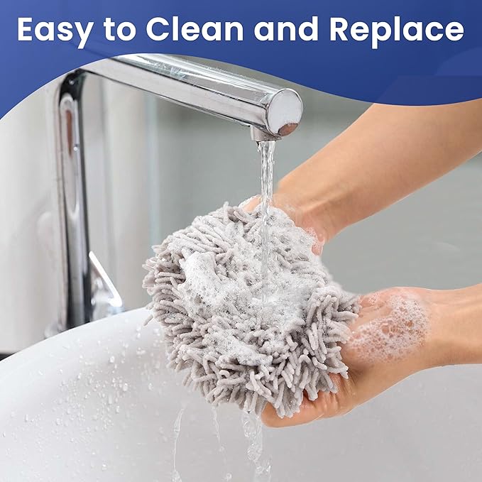 Windshield Cleaner Tool with 180° Rotating Head, Car Window Cleaner Tool with Extendable Handle and 4 Reusable Microfiber Pads, Car Windshield Cleaning Brush for Effortless and Efficient Cleaning