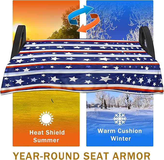 YOKYHOM American Flag Golf Cart Seat Covers for 2/4-Seater, Patriotic USA Seat Towel Blanket Keeps Seats Cool & Clean for Summer, Microfiber Fits EZGO, Club Car, Yamaha, 51"x31"