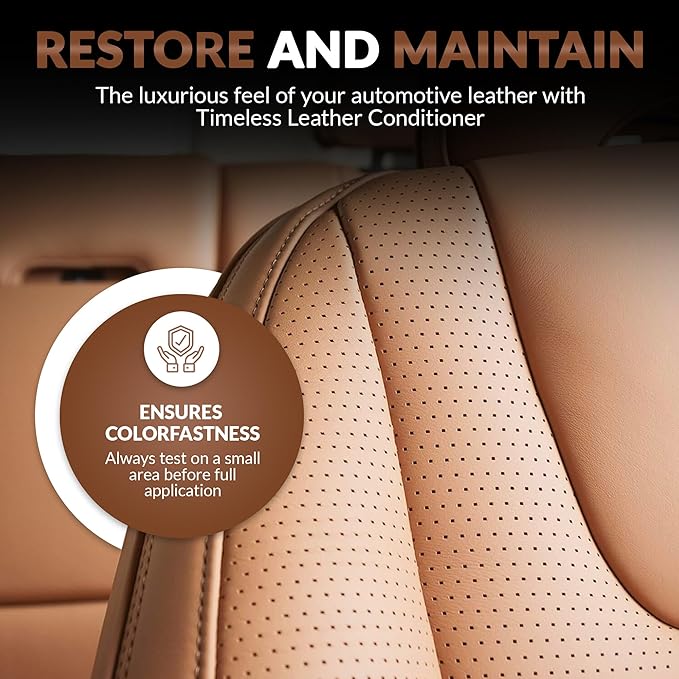 Timeless Leather Conditioner - Genuine Leather Scent, UV Protection - Conditions, Restores, and Protects for Cars, Trucks, Boats - Rich Luxurious Cream
