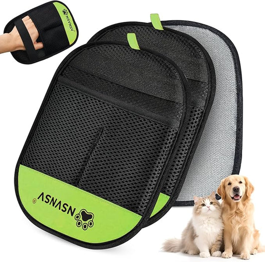 2PCS Pet Hair Remover Gloves, Versatile Grooming Gloves for Washing, Pet Gadgets, Magic Brush Pet Hair Removal Tool, Deshedding, Grooming, Ease of Cleaning, Green