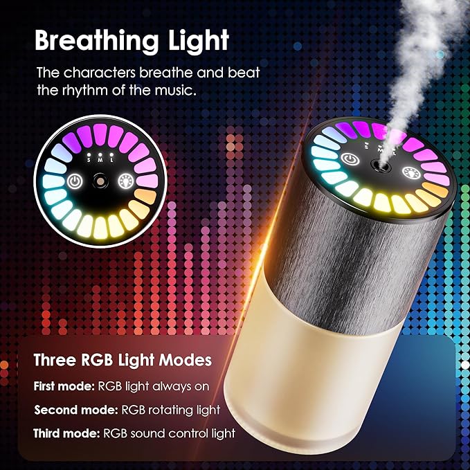 Car Air Freshener, Car Fresheners Long Lasting, Auto On/Off, 3 Adjustable Modes for Custom Scent Intensity, 150mL Large Capacity, Diffuser with RGB Music Syncing Light (Cologne)