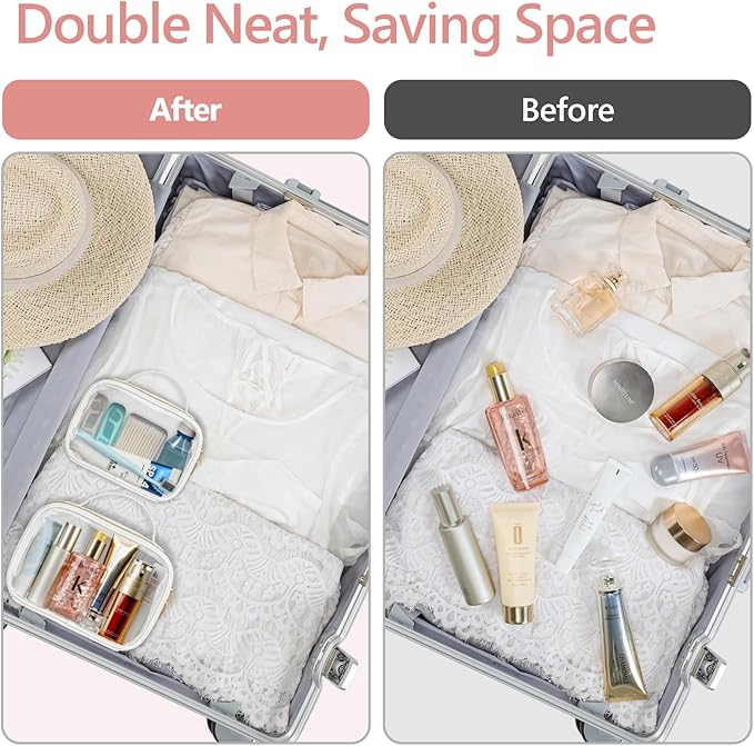 PACKISM Clear Makeup Bag - TSA Approved Toiletry Bag for Carry-on & Checked Luggage, Water Resistant Car Storage Organizer with Reinforced Seams