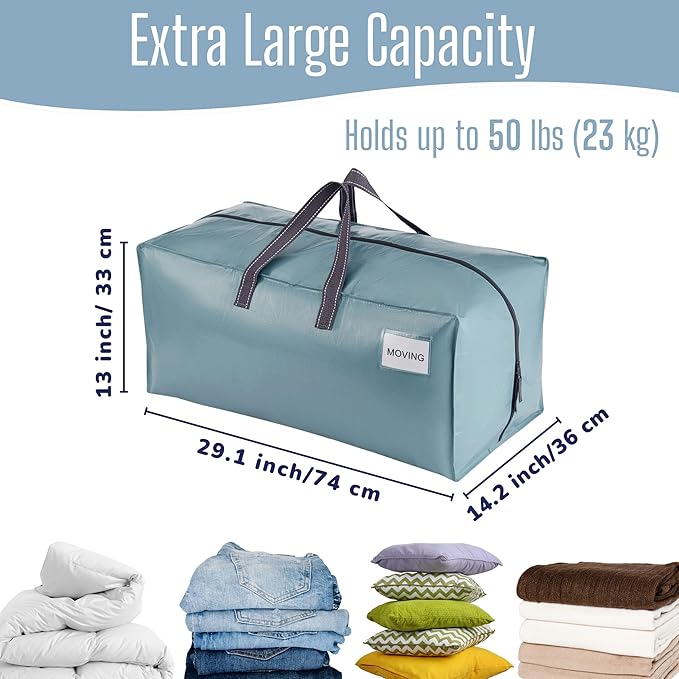 VENO 2 Pack Heavy Duty Moving Bags with Backpack Straps, Zippers & Handles, Extra Large Packing Bags for College Dorm Essentials, Moving Supplies Alternative to Cardboard Moving Boxes