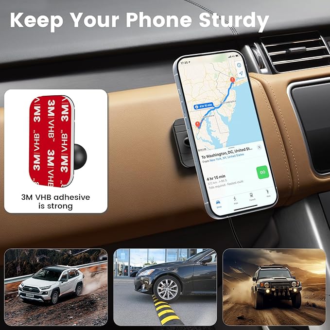 OHLPRO for MagSafe Car Mount Charger iPhone Wireless Car Charger, Stick on Dashboard Magnetic Phone Holder Mount for iPhone 17 Pro Max 16 15 14 Series, 15W Fast Charging, Aluminum Shell