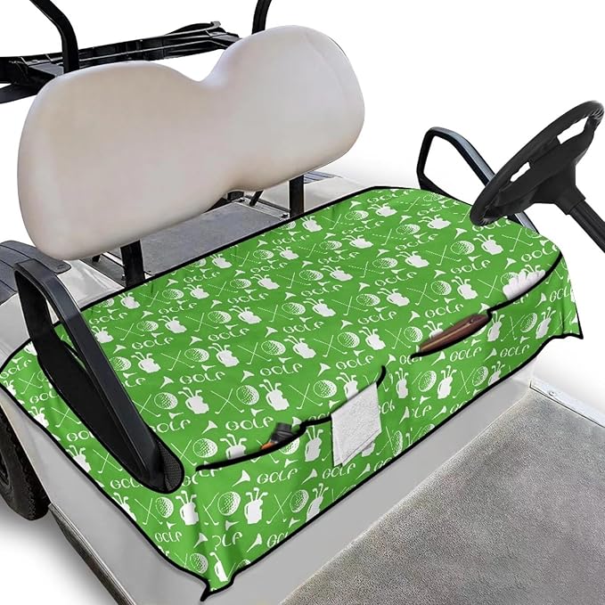 Biyejit Golf Cart Seat Covers with 4 Pockets Golf Cart Seat Towel Blanket Fits 2-Seat Golf Carts, Golf Cart Accessories