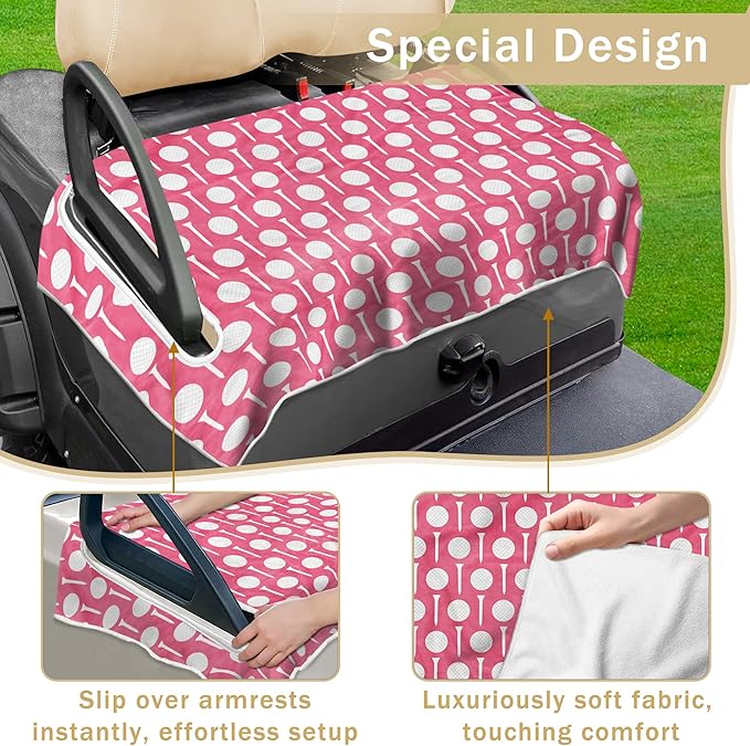 YOKYHOM American Flag Golf Cart Seat Covers for 2/4-Seater, Patriotic USA Seat Towel Blanket Keeps Seats Cool & Clean for Summer, Microfiber Fits EZGO, Club Car, Yamaha, 51"x31"