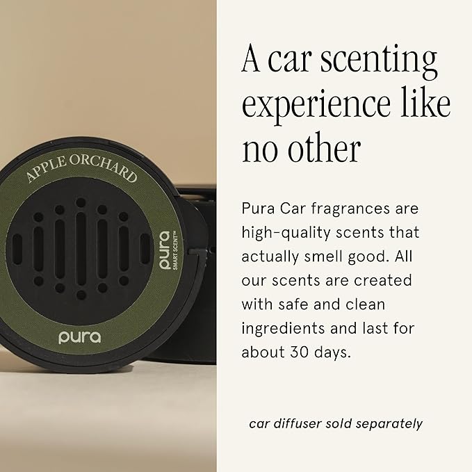 Pura Car Scent Refill - Fragrance for Pura Car Diffuser - Clean & Safe Luxury Diffuser Scent - Long-Lasting Fragrance for 30 Days of Aroma - Apple Orchard