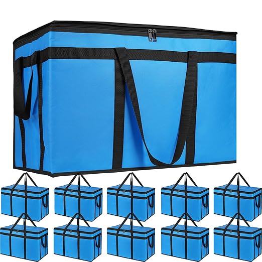 Bodaon Large 10-Pack Insulated Food Delivery Bag, XXXL Catering/Pizza Cooler Bags, Rideshare Delivery Bag, Thermal Cold/Hot Styrofoam Carrier for Travel/Shopping/Car, Warmer/Frozen