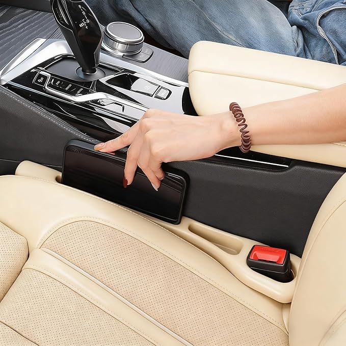 YLXGT Car Seat Gap Filler Organizer Universal for Car SUV Truck Accessories Seat Gap Plug Blocker with Storage Slot Beige 2 Pack