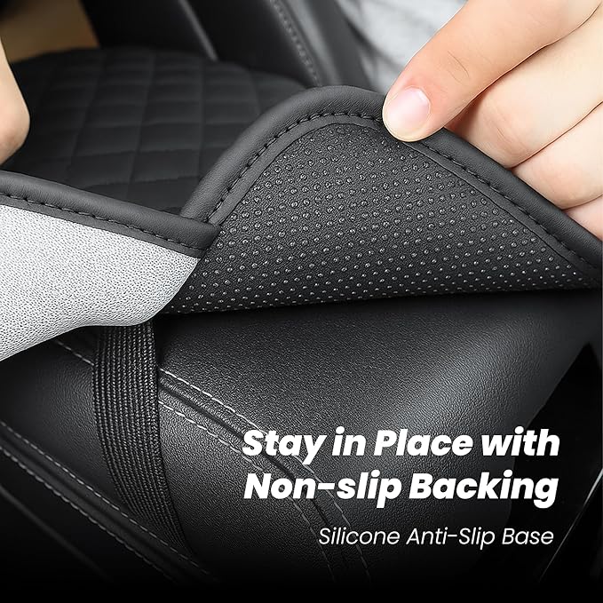 Upgraded Car Middle Center Console Cover with 2 Storage, Universal Microfiber Leather Car Armrest Cover Cushion for for Most Vehicles, Memory Foam Comfort Stylish Leather Scratch-Resistant, Thickened