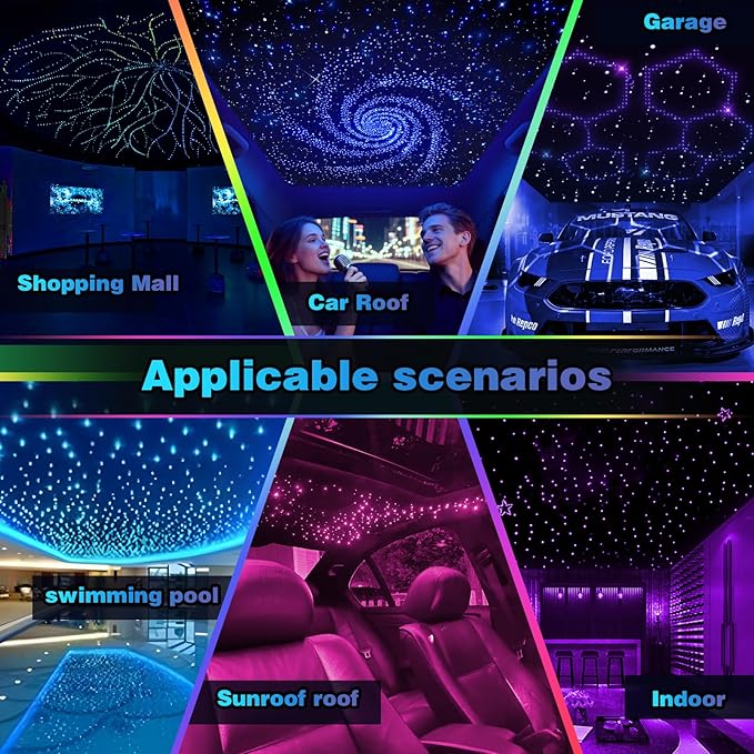 VASTFIRE Starlight Headliner Kit Twinkle + Music Effect,Smart APP/RF Remote Control, Easy DIY Star Headliner kit for Cars & Trucks Home Theaters Bed Room Ceiling Ambient Lighting