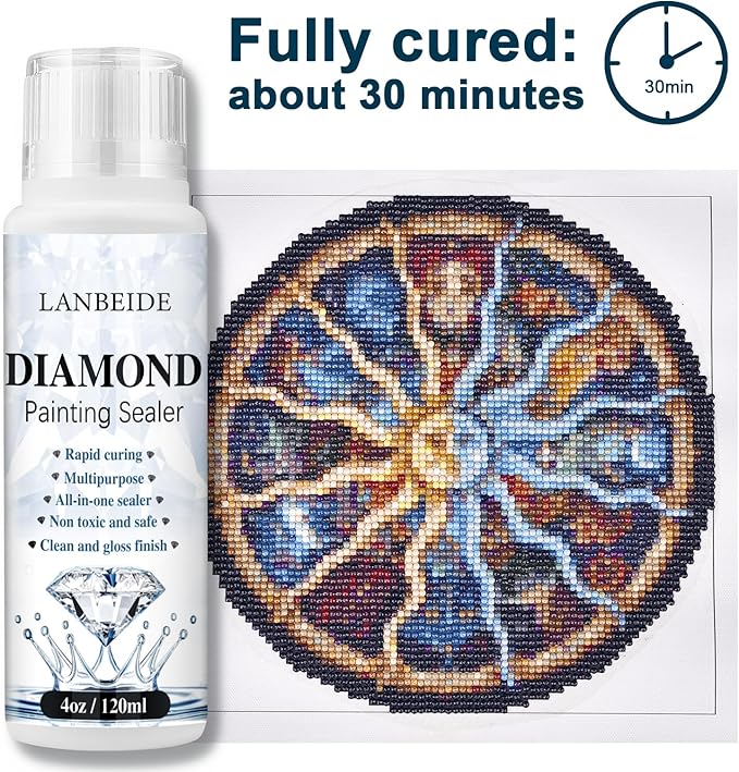 LANBEIDE Diamond Painting Sealer, 5D Diamond Painting Glue Permanent Hold & Shine Effect Sealer for Diamond Painting and Puzzle Glue 120ML (4 OZ)