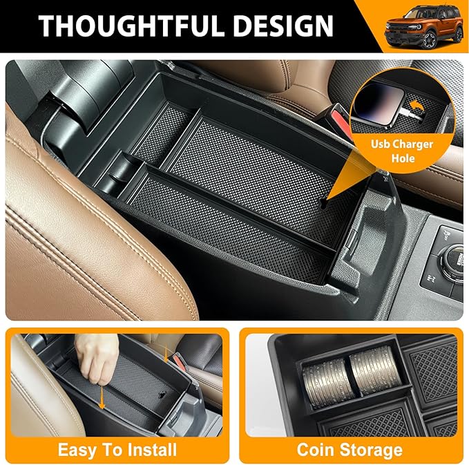 Center Console Organizer Compatible with 2021-2025 Ford Bronco Sport/2020-2025 Ford Escape Armrest Storage Tray Arm Rest Organizer for Bronco Sport/Escape Accessories(Armrest Storage Tray)