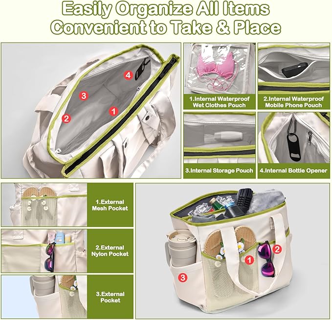 Odoland Soft Cooler Bag - Leakproof & Insulated, 2-in-1 Collapsible Design, Dry/Wet Separation, Large Soft Sided Cooler with Multi-Pocket Design for Beach, Picnic, Camping, Day Trip, Family Size