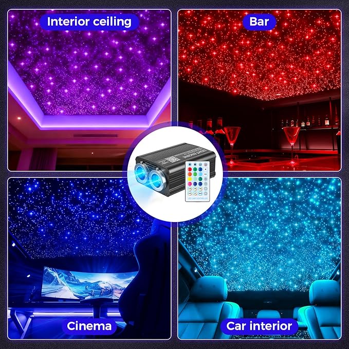 36W Headliner Light Kit, Twinkle Star Lights for Car Decor 1000pcs*0.03in*9.8ft/3m, Fiber Optic Star Ceiling Lights APP/Remote Control for Car Roof Home Ceiling