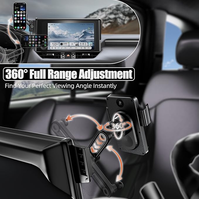 Car Phone Mount for 2019-2025 Toyota RAV4, Smart Auto-Clamping for 7/8" Screen Only (LE/XLE/Adventure), 15W Wireless Fast Charging, Premium Aluminum Holder, Without Blocking Airflow (Not Fit 9/10.5")