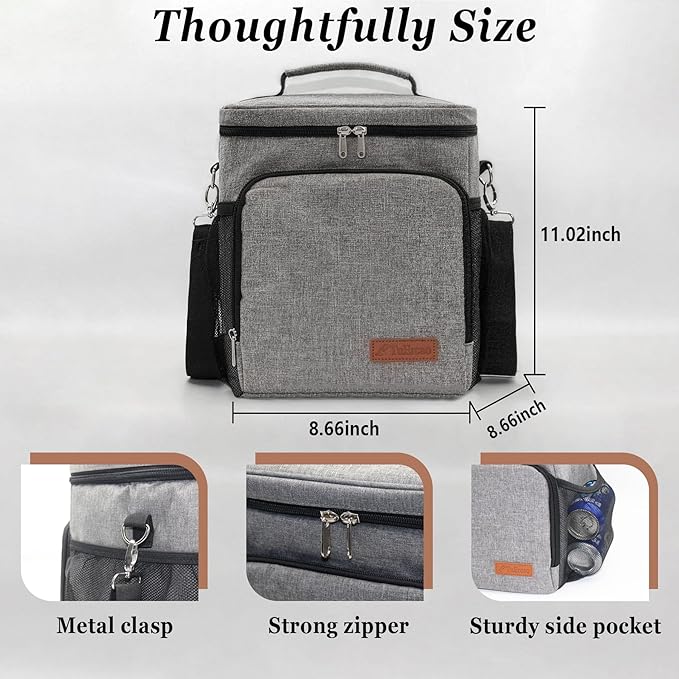 TuErcao Insulated Cooler Bag 6/24 Can Collapsible Leakproof Soft Sided Cooler for Car, Portable Foldable Small Ice Chest for Beach Camping Picnic Travel, 5/15qt Lunch Box for Men Work
