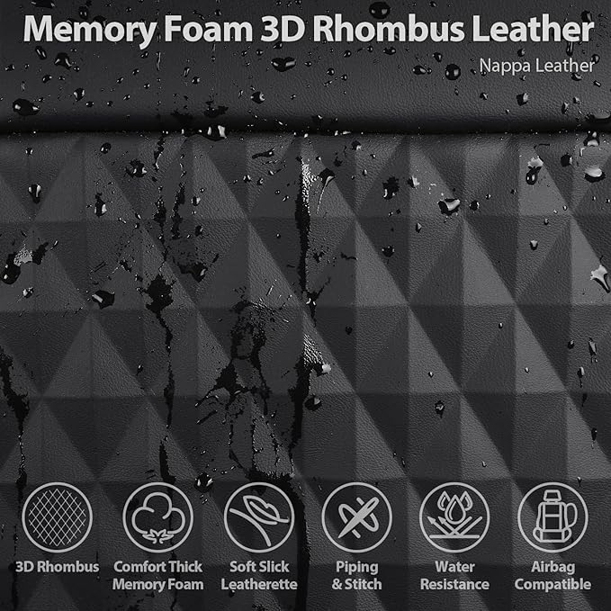 CAR PASS 1Pcs Nappa Leather Front Seat Cover for Cars, Waterproof Sideless Car Seat Cover, Durable Non-Slip Seat Protector Cover Universal Fit for Most Automotive, Vans, SUVs, and Trucks, 1 Pack Black