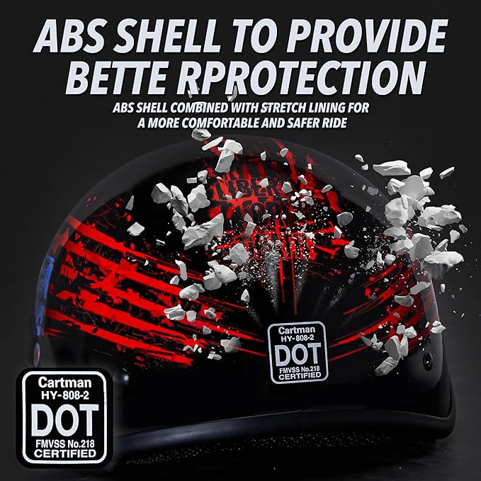 Cartman Cruiser Scooter Motorcycle Half Face Helmet, American Flag Skull USA Graphics, DOT Approved for Bike Scooter ATV UTV Chopper Medium