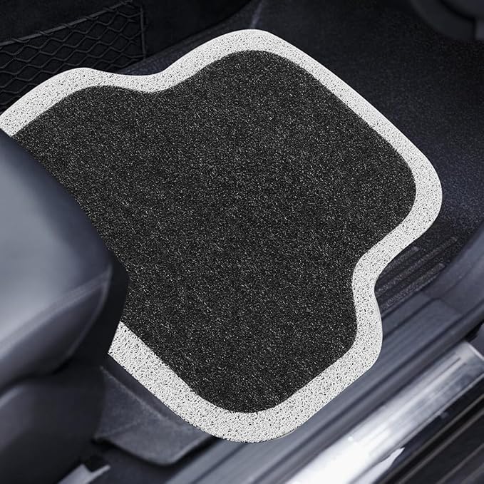 Universal 2pcs Car Floor Mats Rear Seat Non-Slip Sturdy Automotive Foot Mats with White Edge, Wear-Resistant Carpet Liners for SUV Truck Interior Protection
