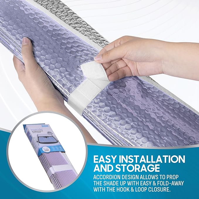 BDK Lavender Shine Car Windshield Sun Shade Accordion Folding Sunshade for Windshield Blocks UV Rays Sun Visor for Car Front Window Protector - Easy Setup Keeps Your Vehicle Cool - 58 x 27 inches