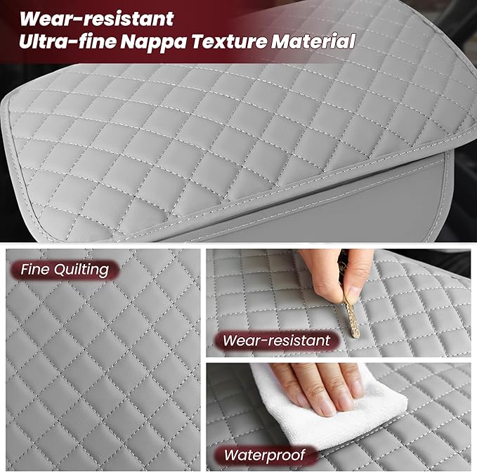 Upgraded Car Middle Center Console Cover with 2 Storage, Microfiber Leather Car Armrest Cover Cushion for for Most Vehicles, 0.5 inch Memory Foam Comfort Stylish Leather Scratch-Resistant, Thickened