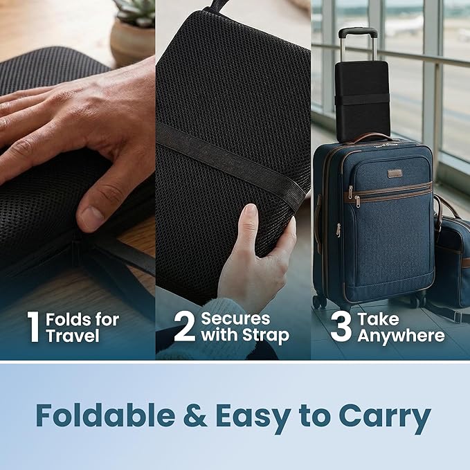 ComfiLife Ergo-Gel + Comfort Foam Airplane Seat Cushion – Travel Seat Cushion – Compact, Foldable, Portable Comfort