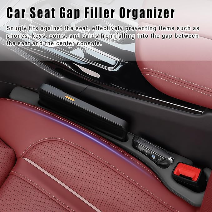 Car Seat Gap Filler Organizer 2 PCS Black Universal Seat Gap Plug Blocker Anti-Drop Console Catcher Phone Keys Storage for Car Truck SUV Auto Accessories Style1