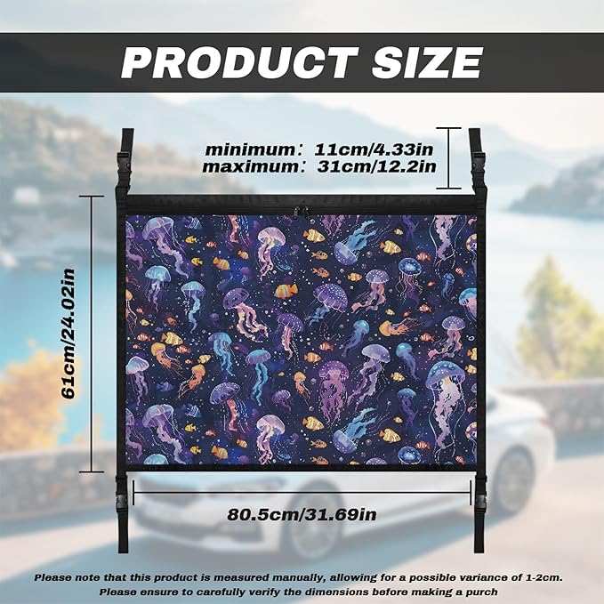 NDISTIN Jellyfish Car Ceiling Cargo Net Pocket Adjustable Cargo Net for Inside Car Roof Elastic Car Roof Storage Bag Car Ceiling Storage Accessories for Long Road Trip Travel