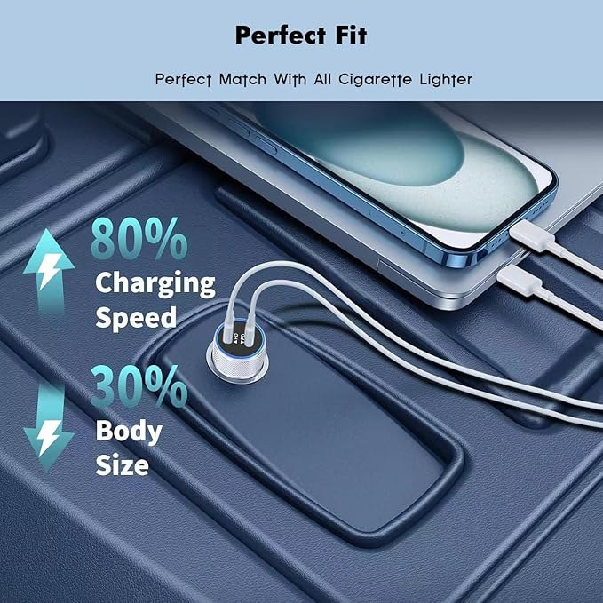 iPhone 17 16 15 Car Charger, 20W Dual Port USBC Fast Car Charger with 20W PD Type C Adapter + 2Pack 3FT USB C to C Charging Cable Fast Charging for iPhone 17/17 Pro/Air/16e/16/15 Pro Max/Airpods/iPad