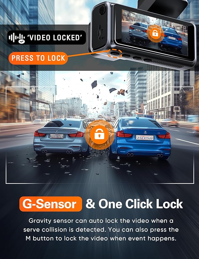 Navycrest 4K+2.5K WiFi Dash Cam Front and Rear, Built-in 5G WiFi, Free 64GB Card, Dash Camera for Cars, Dual Dashcam, G-Sensor, 24/7 Parking Mode, 3'' IPS Screen, Loop Recording, WDR Silver
