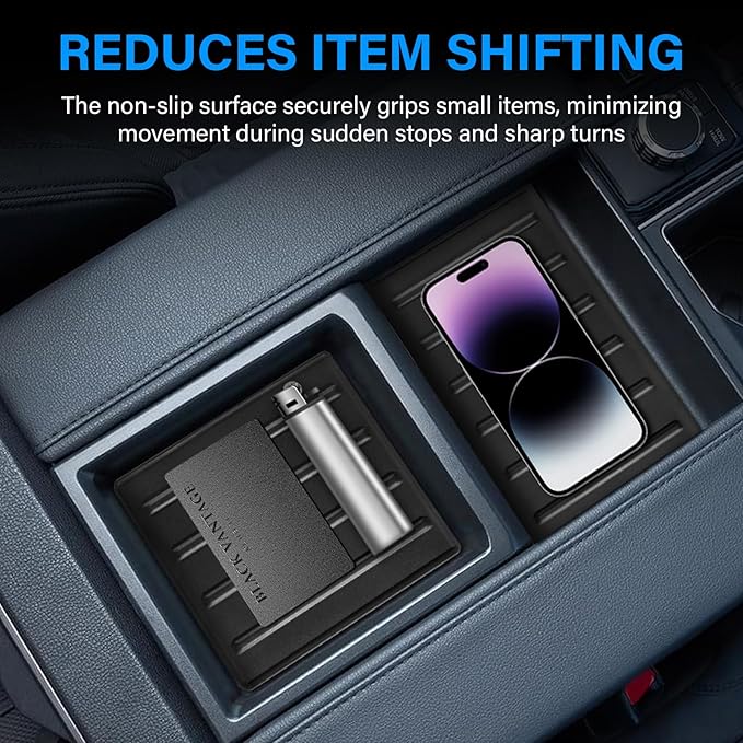 Center Console Tray Liner for Toyota Tundra Accessories 2022-2025 2026 (Only fits SR, SR5, Limited) & 2023-2025 2026 Sequoia Accessories Console Organizer Liner Anti-Slip Silicone Mat Pad 2 Pcs