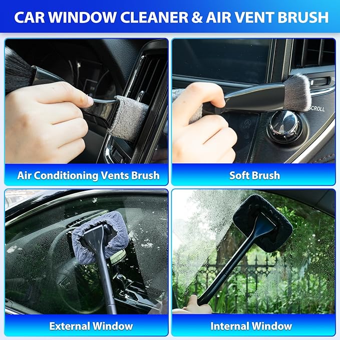 THINKWORK Car Cleaning Kit, Car Vacuum Kit, Gray Car Interior Detailing Kit with 8000PA High Power Vacuum, Including 7Pcs Detailing Brush Set and Bag