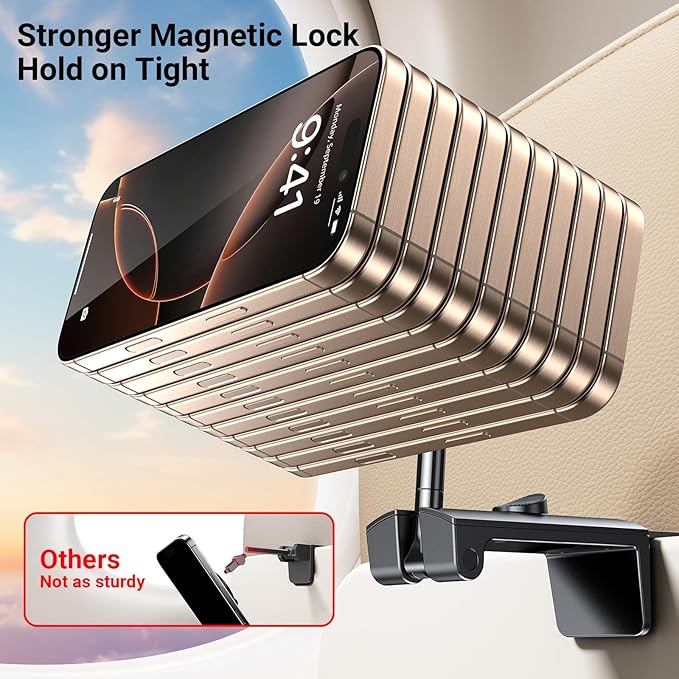 Coolpow for Magsafe Airplane Phone Holder Mount【Strong Magnet】Airplane Travel Essentials Plane Phone Holder Long Flight Essentials,Universal Cell Phone Stand Desk Mounts for iPhone 16 15 Pro Max 14 13