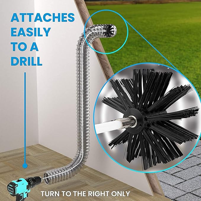 The Professional Dryer Vent Cleaner Kit -(40-Feet) Innovative Lint Remover Reusable Strong Nylon| Flexible Lint Brush with Drill Attachment for Faster Cleaning