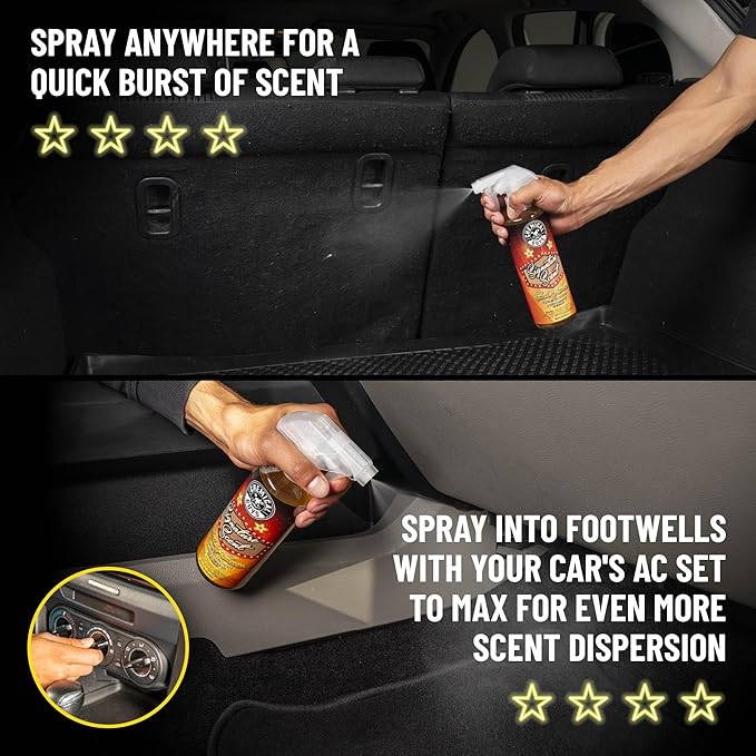 Chemical Guys Signature Scent Air Freshener and Odor Eliminator, 16 fl oz with 3 Pack of Hanging Air Fresheners (Great for Cars, Trucks, SUVs, RVs, Home, Office, Dorm Room & More) - HOL461