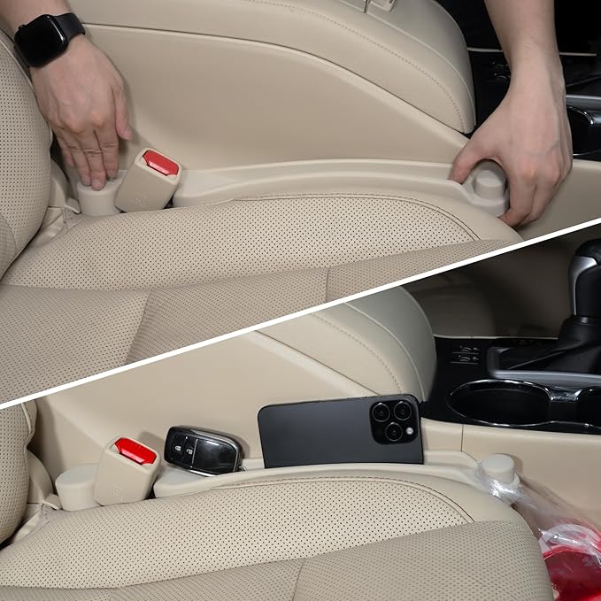 Givifive Car Seat Gap Filler Set of 2, Soft Foam Multifunctional Seat Side Gap Filler with Organizer & Hook Function, 3in1 Gap Stopper Universal Fit Car SUV Truck Fill The Gap Between Seat & Console