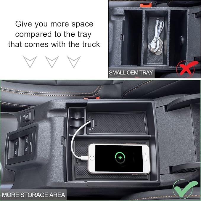 TOPINSTALL 21-24 Tray Compatible with 2021-2024 Ford Bronco & 2025+ Bronco 2-Door & 2025+ 4-Door Manual Transmission, Full Size Bronco Organizer (NO for 25 4-Door Automatic & Sport Model)