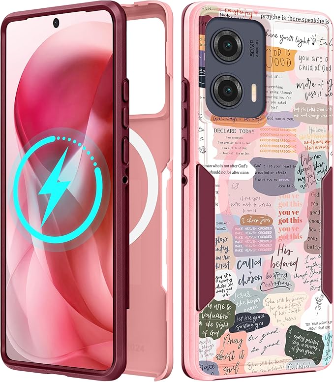 for Moto Edge 2024 Case - Compatible with MagSafe Women Girls Cute Magnetic Protective Phone Cover Girly Kawaii Unique Pretty Heavy Duty Shockproof Design for Motorola Moto Edge 2024 Cases