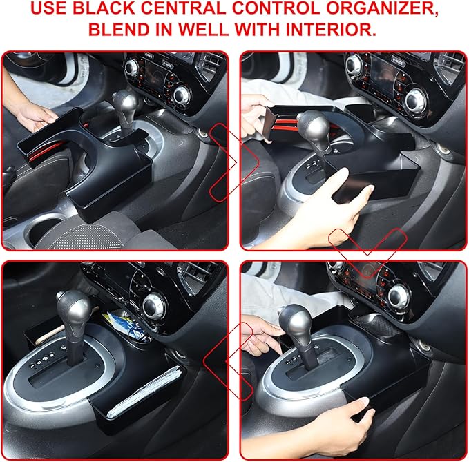 Center Console Gear Shift Organizer Tray Compatible with 2011-2019 Nissan Juke and Nissan Infiniti ESQ Storage Box Accessories Gear Shift Center Console Side Tray Black Hanging Storage Box