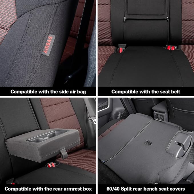 coverdream Rav4 Seat Covers Custom Fit for 2019-2024 2025 Toyota Rav4 LE,XLE,XLE Premium,Limited,Full Coverage Polyester Car Seat Protector(Full Set,Black & Wine)