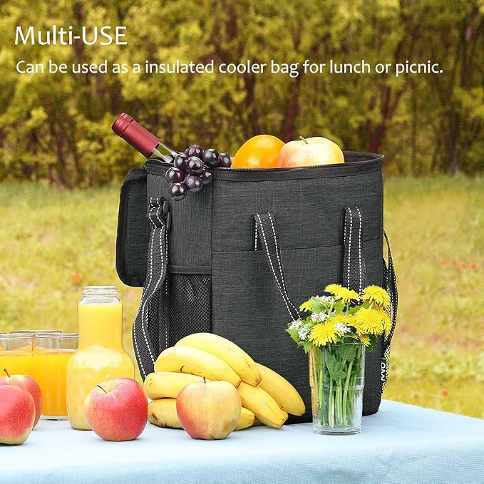 Tirrinia 6 Bottle Wine Gift carrier - Insulated & Padded Wine Carrying Cooler Tote Bag with Handle and Adjustable Shoulder Strap for Travel or Picnic, IDEAL Wine Lover Gift, Black