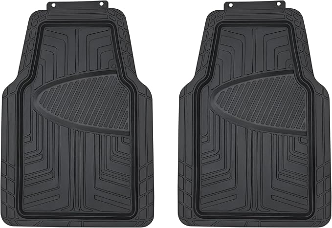 Amazon Basics 4-Piece Premium All-Season Anti-Slip Rubber Floor Mats, All Weather Protection for Cars, SUVs and Trucks, Universal Trim to Fit, Black