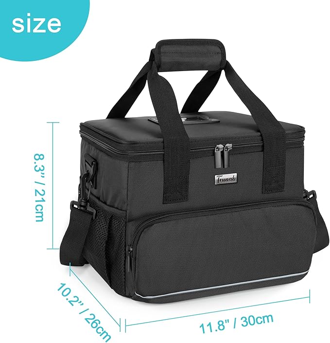 Trunab Insulated Medical Bag with Adjustable Dividers, Medicine Supplies Water-Resistant Bag for Home, Travel, Camping, Empty Bag - Patented Design,Black