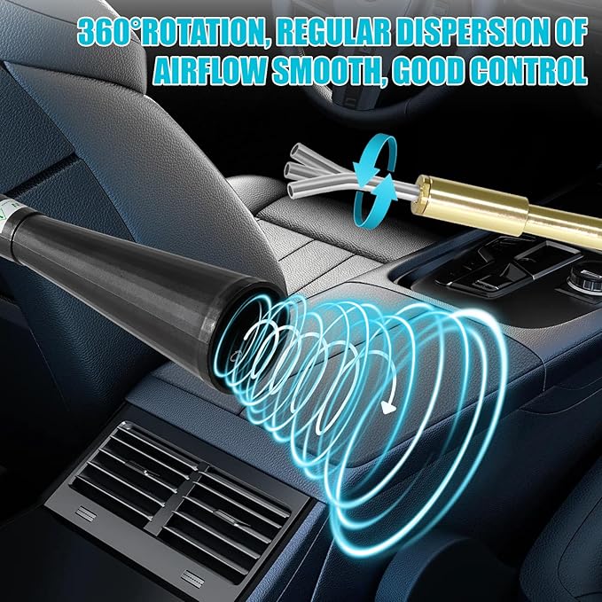 High Pressure Car Cleaning Gun with 2 Nozzles & Brush, Air Blow Gun for Interior Detailing, Dry Cleaning Tool for Dust Removal, Works with Air Compressor Only (No Water Needed)