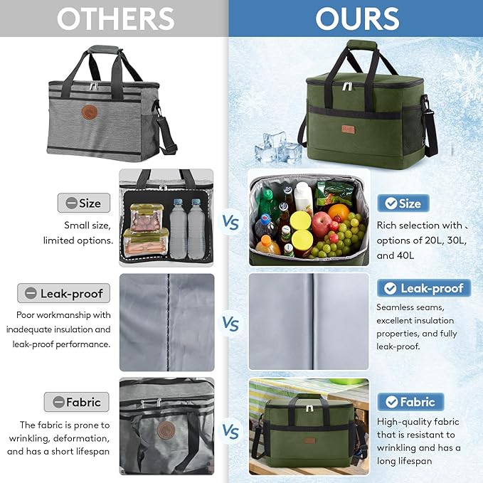 Lifewit Cooler Bag 30/50/60 Cans Collapsible and Insulated Large Lunch Bag Leakproof Soft Cooler Portable Tote for Camping/BBQ/Family Outdoor Activities