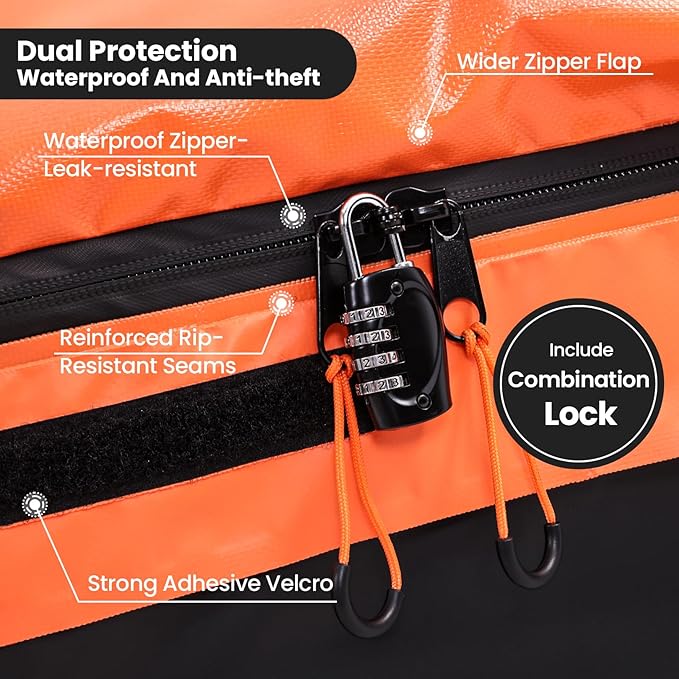 Sailnovo Car Rooftop Cargo Carrier 15 Cubic Feet, Waterproof 1000D PVC Car Roof Bag with Anti-Slip Mat, Combination Lock, Storage Bag, Door Hooks & Tie-Down Strap fit Vehicle with/Without Luggage Rack
